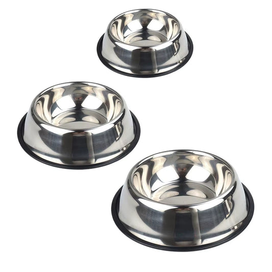 Stainless Steel Non-Slip Dog Bowl Set for Food and Water - Pet Feeding Accessories