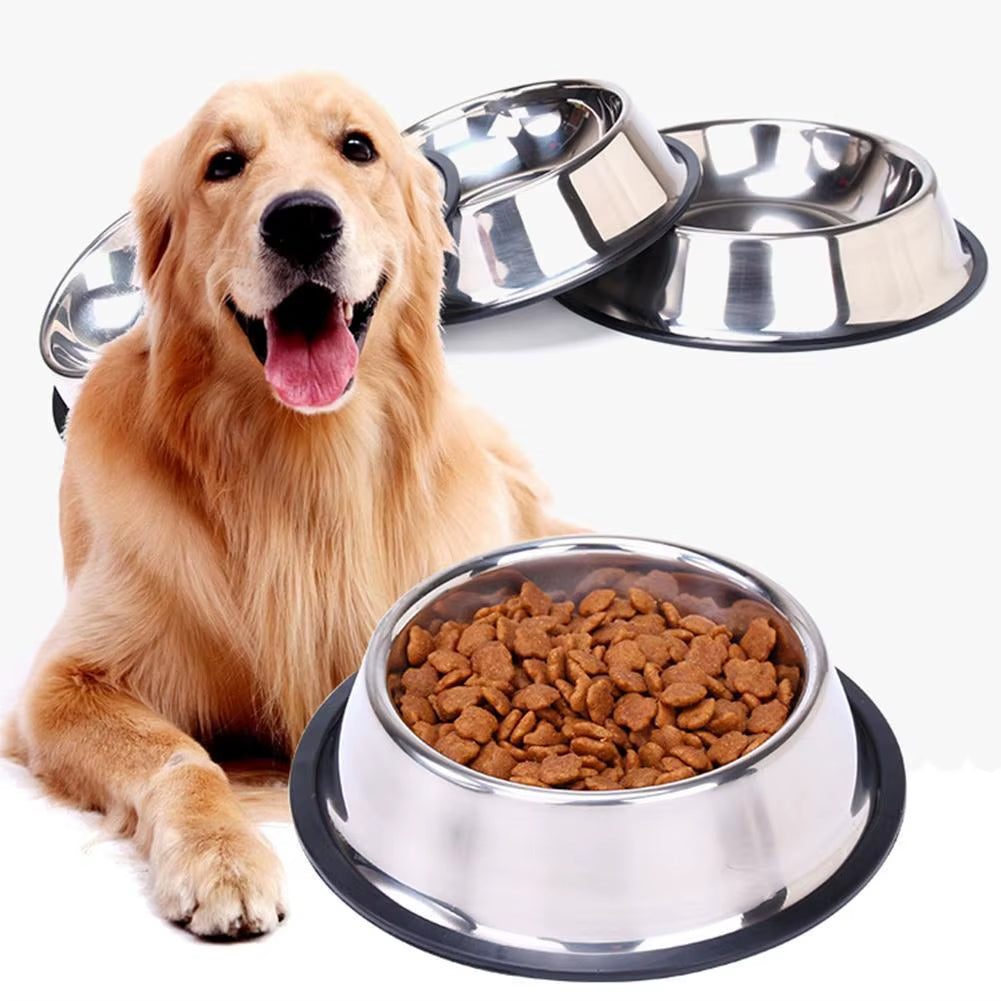 Stainless Steel Non-Slip Dog Bowl Set for Food and Water - Pet Feeding Accessories