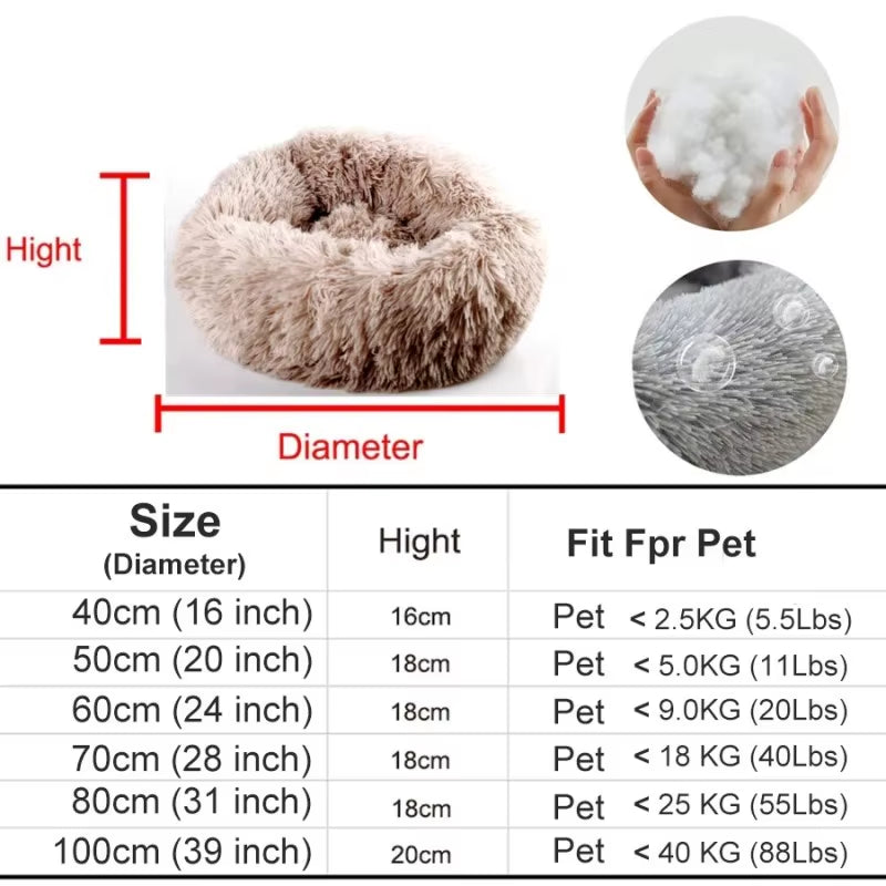 Round Cat Beds House Soft Long Plush Bed for Dogs Basket Pet Products Cushion Cat Bed Cat Mat Sleeping Sofa, Suitable for Winter