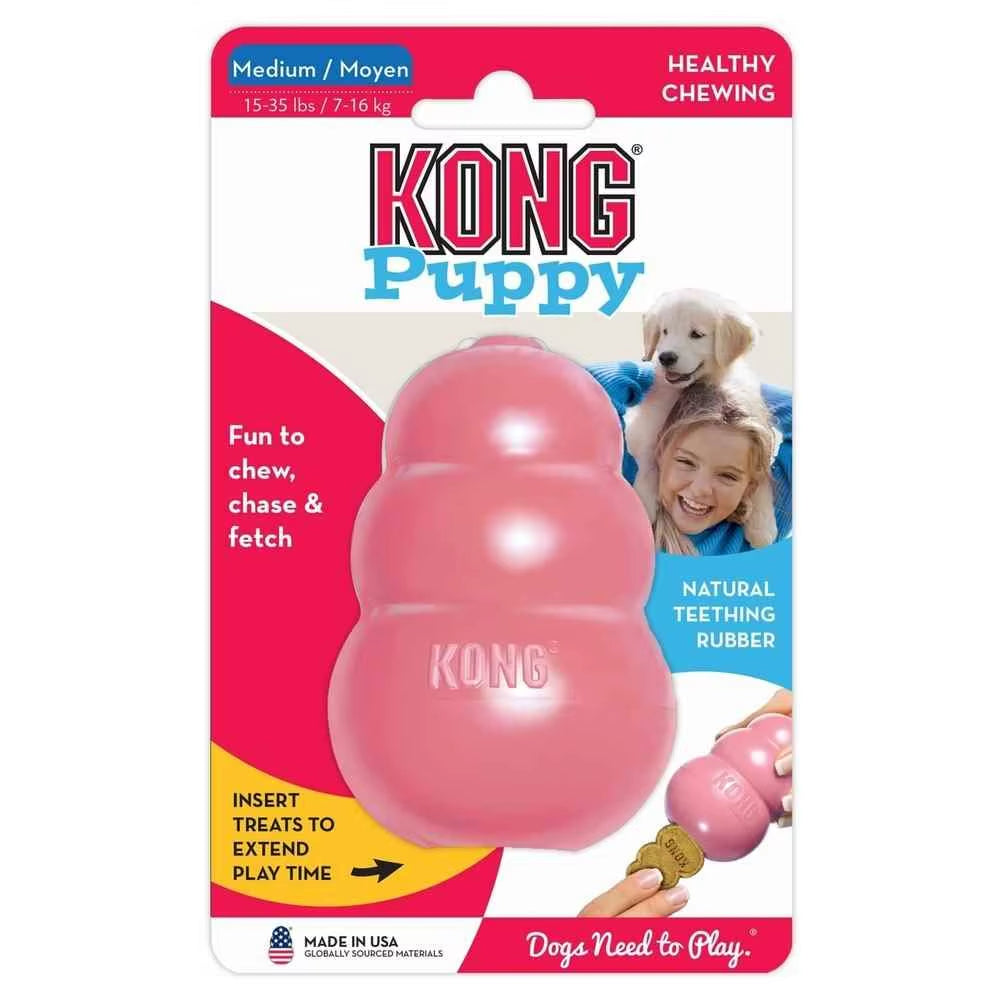 Kong Puppy Natural Teething Rubber Dog Chew Toy with sizes from XS-L