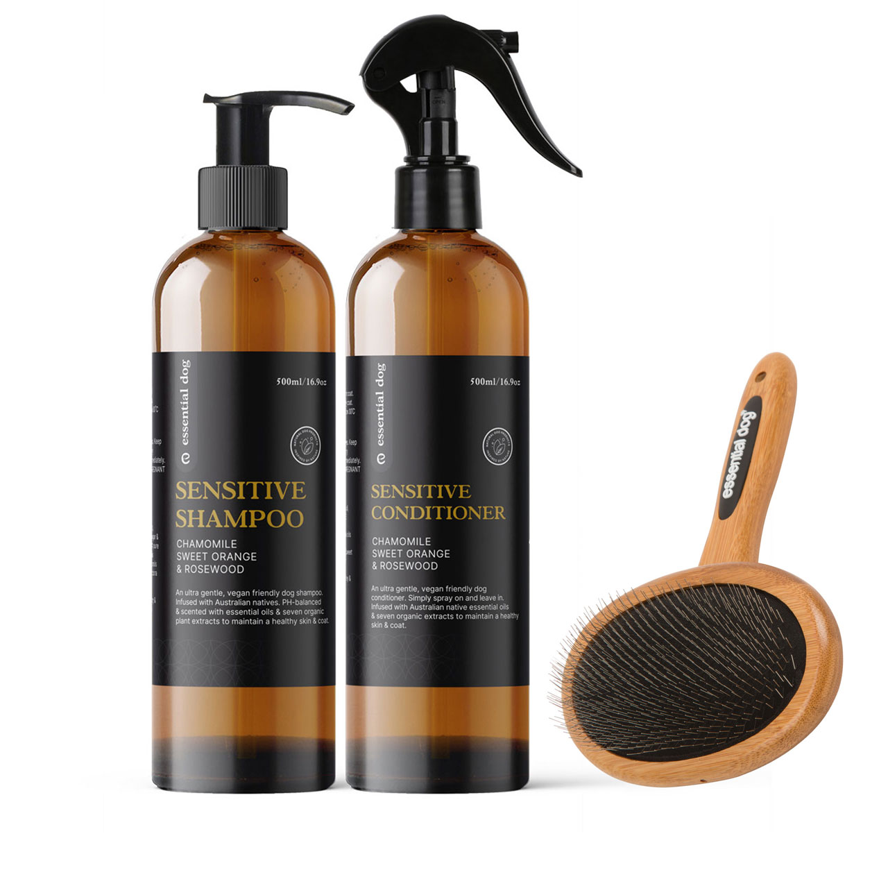 500ml Sensitive Shampoo & Conditioner & Natural Bamboo Brush Tet