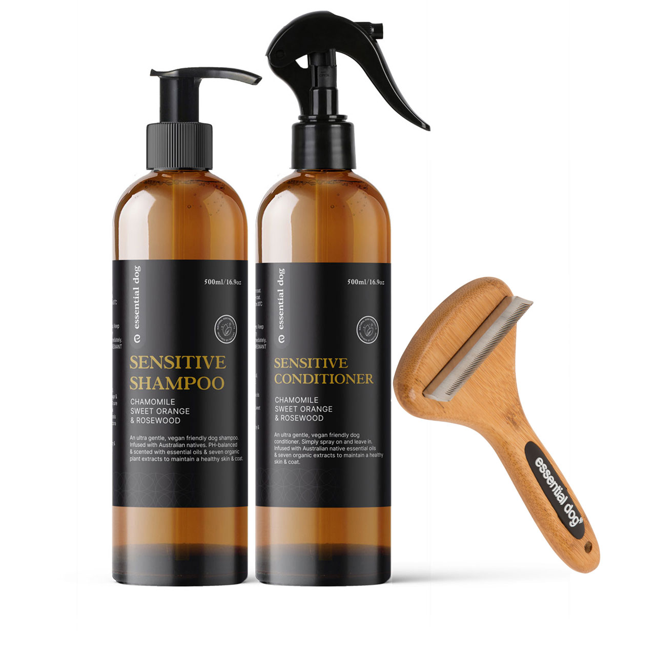500ml Sensitive Shampoo & Conditioner & Natural Bamboo Brush Tet