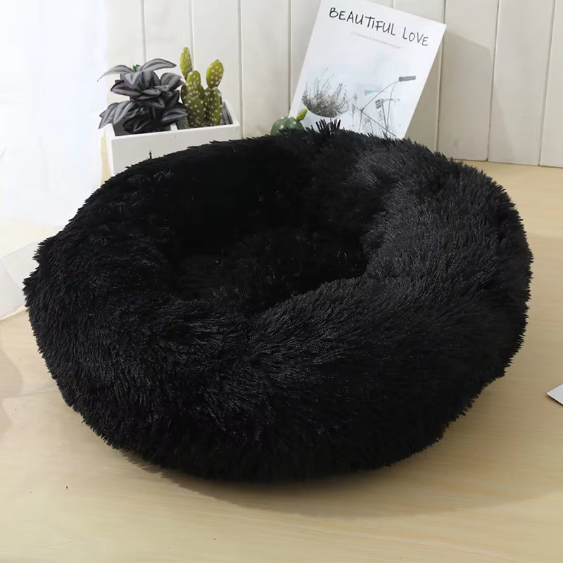 Round Cat Beds House Soft Long Plush Bed for Dogs Basket Pet Products Cushion Cat Bed Cat Mat Sleeping Sofa, Suitable for Winter