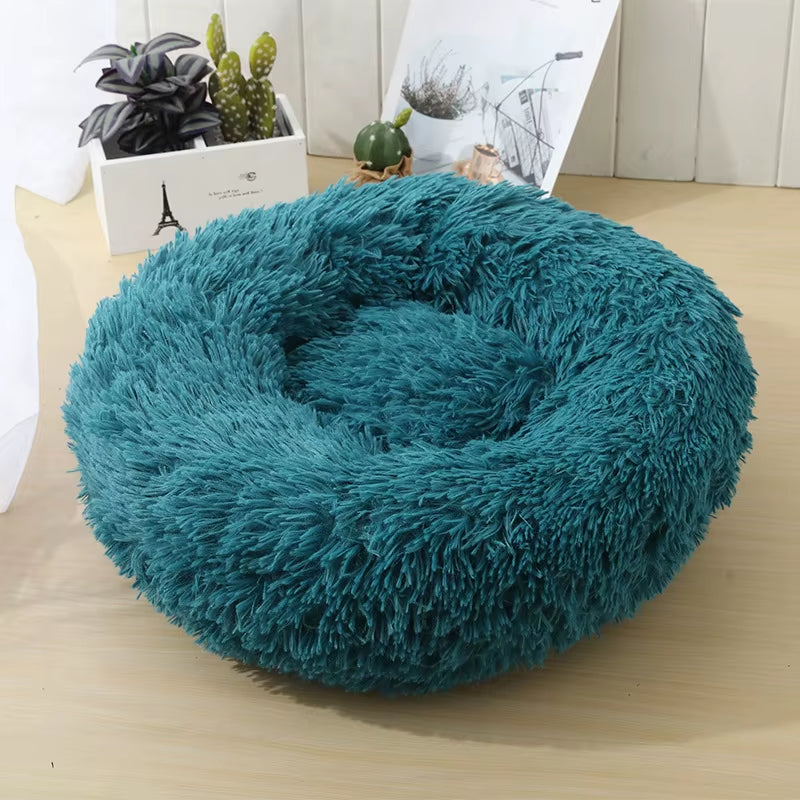 Round Cat Beds House Soft Long Plush Bed for Dogs Basket Pet Products Cushion Cat Bed Cat Mat Sleeping Sofa, Suitable for Winter