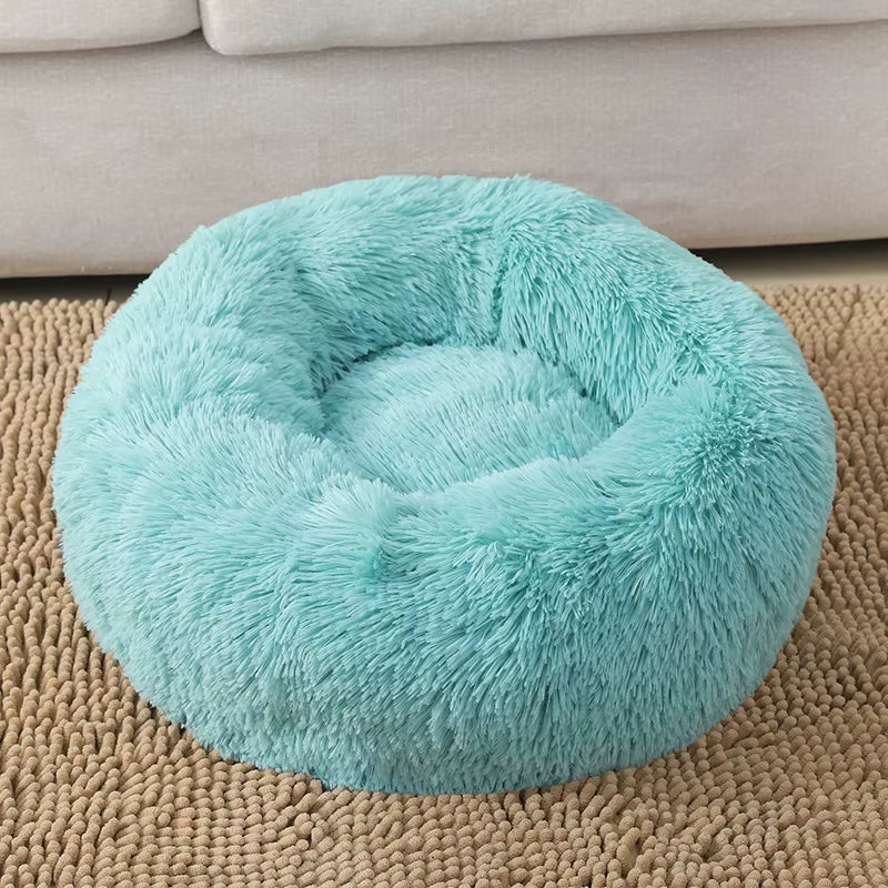 Round Cat Beds House Soft Long Plush Bed for Dogs Basket Pet Products Cushion Cat Bed Cat Mat Sleeping Sofa, Suitable for Winter